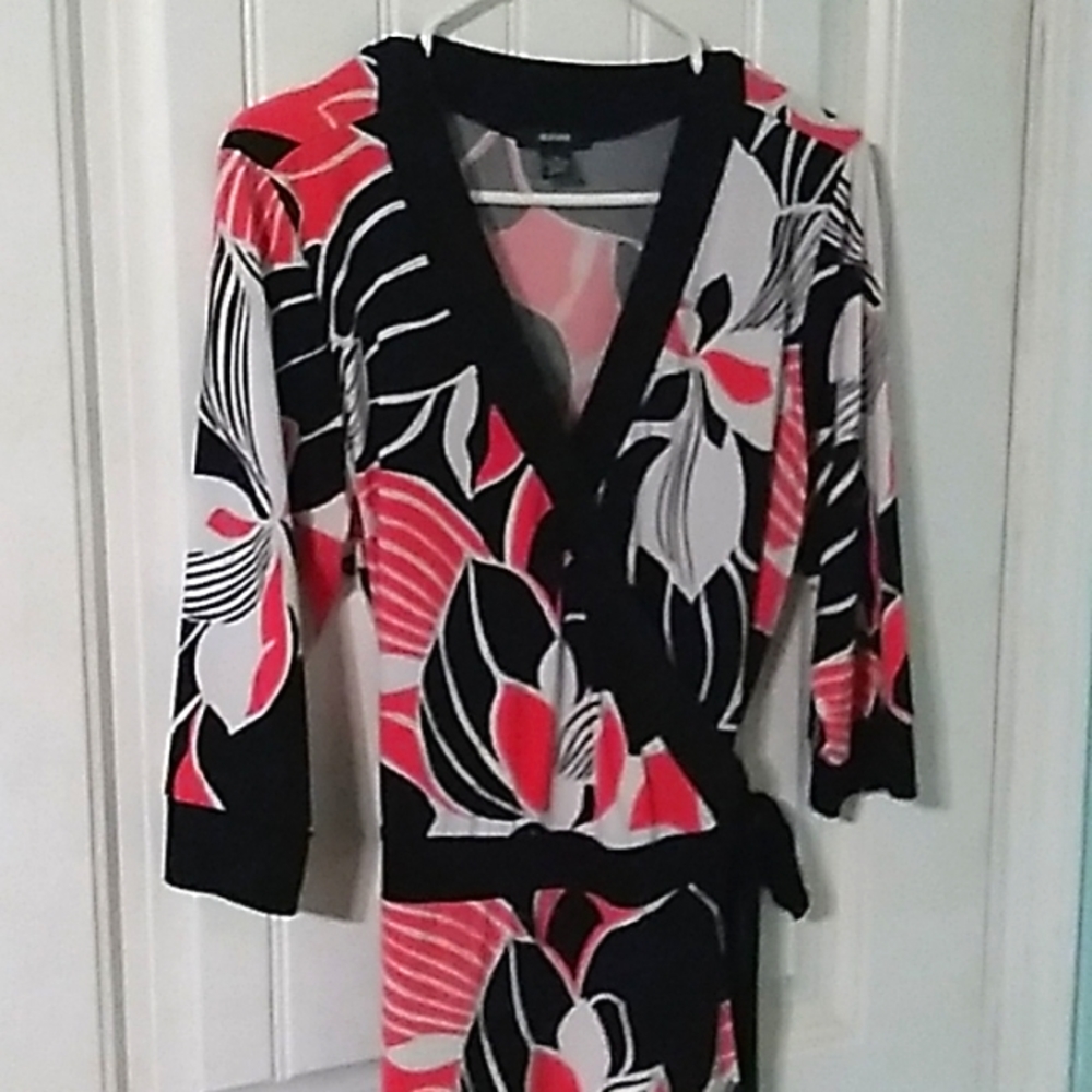 Alfani Pink, White & Black Wrap Dress Size XL